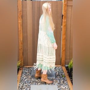 SPELL HAND CROCHET DYLAN LONG VEST ONE SIZE VERY EARLY SPELL